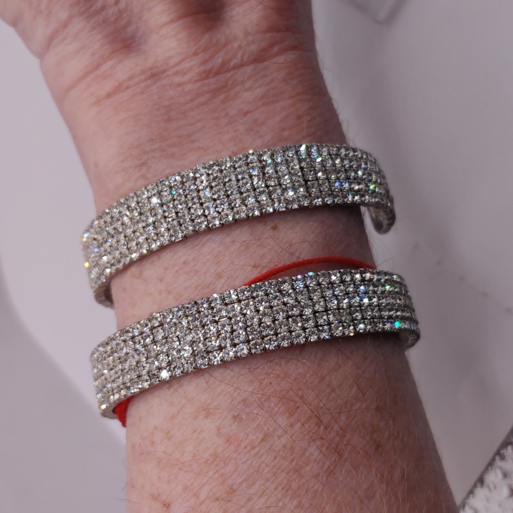 Memory Wire Rhinestone Bangles - image 1
